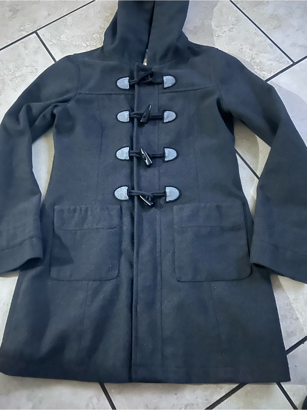 Billabong Black Hooded Toggle Coat